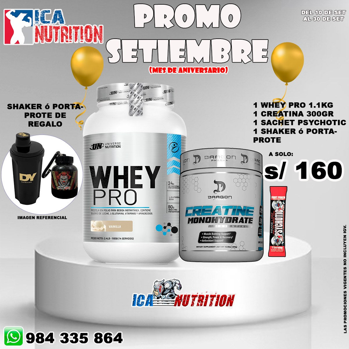 WHEY PRO 1.1KG + CREA 300GR DRAGON P. + SACHET PSYCHOTIC + SHAKER O PORTAPROTE